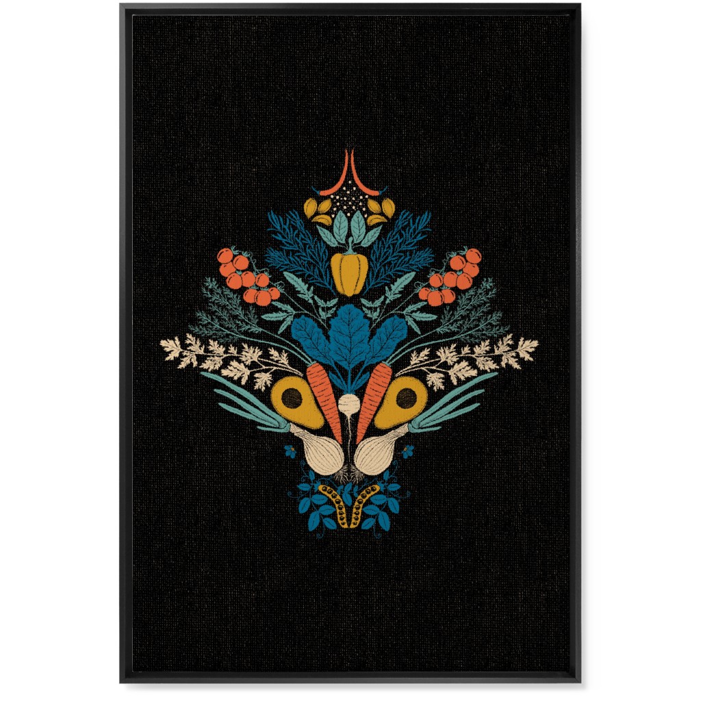 Vegatables Wall Art, Black, Single piece, Canvas, 24x36, Multicolor