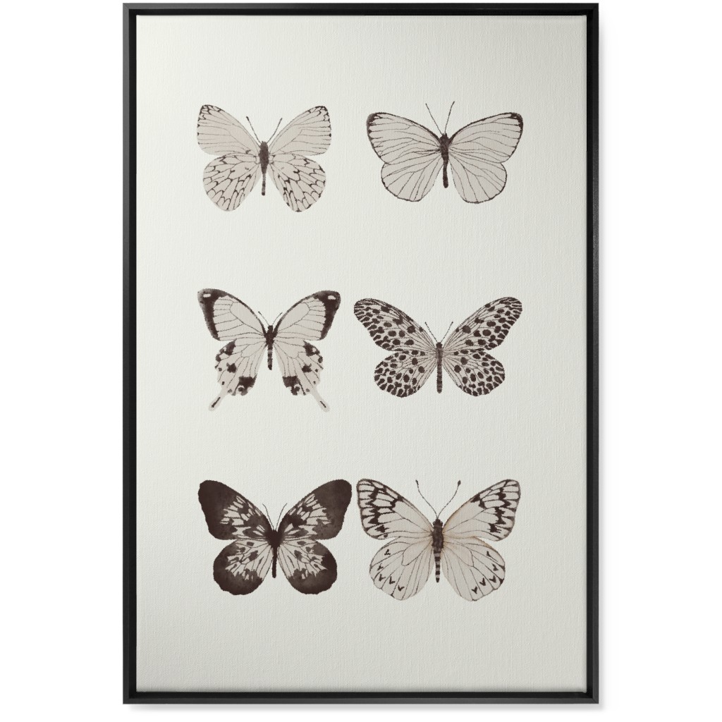 Butterflies Pairs Wall Art, Black, Single piece, Canvas, 24x36, Gray, Rye