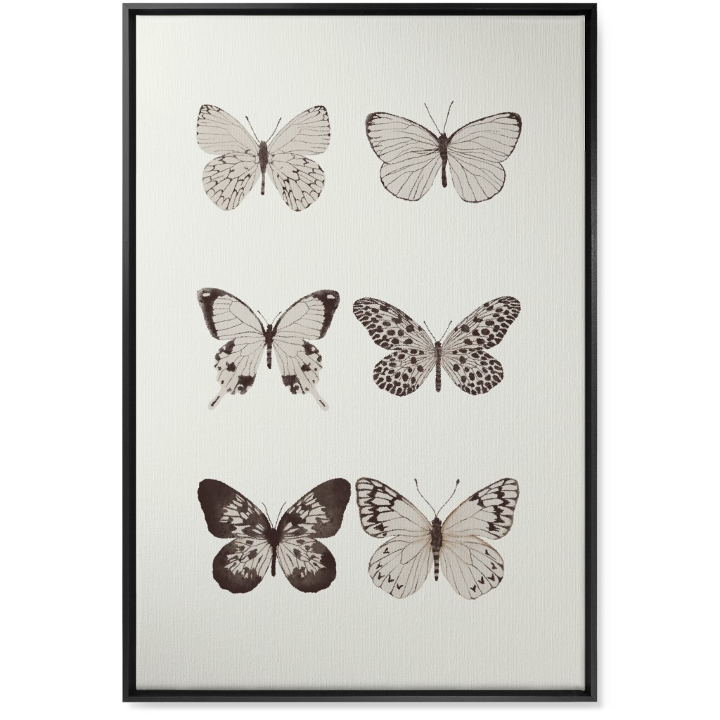 Butterflies Pairs Wall Art, Black, Single piece, Canvas, 24x36, Gray