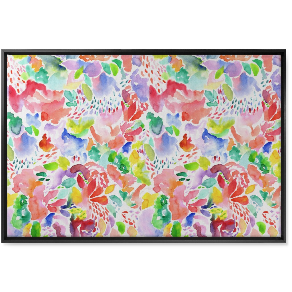 Happy Abstract Watercolor Wall Art, Black, Single piece, Canvas, 24x36, Multicolor