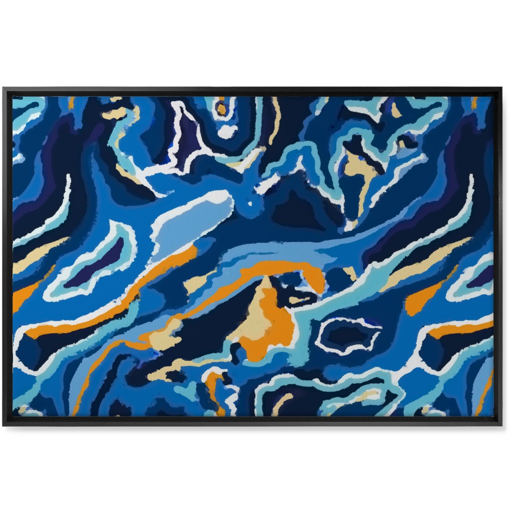 Psychedelic Blues Wall Art, Black, Single piece, Canvas, 24x36, Blue