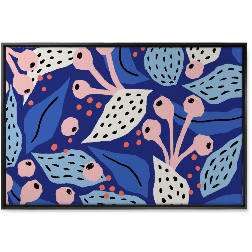 Papercut Collage - Blue Wall Art, Black, Single piece, Canvas, 24x36, Blue