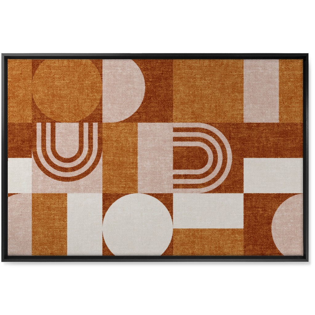 Aria Geometric Patchwork - Orange Wall Art, Black, Single piece, Canvas, 24x36, Orange