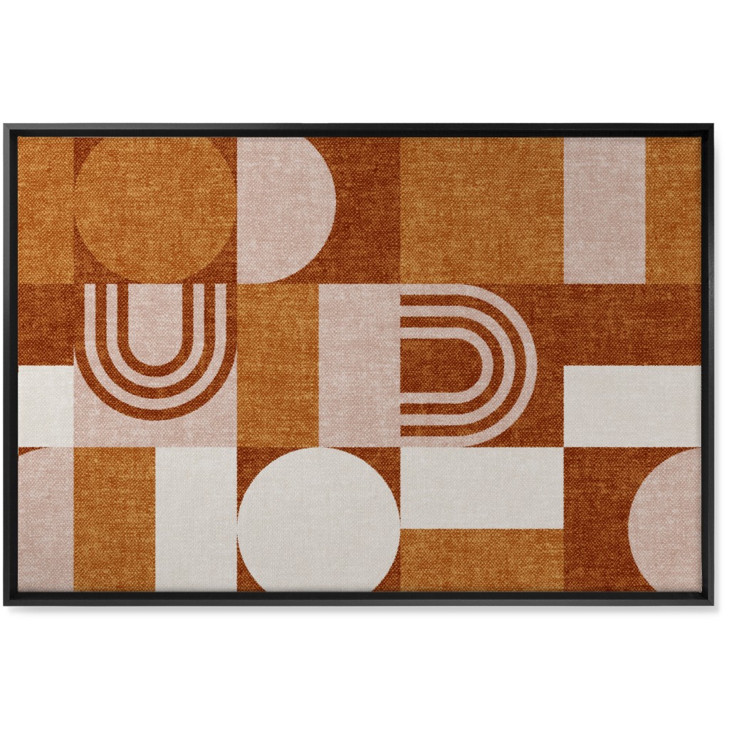 Aria Geometric Patchwork - Orange Wall Art, Black, Single piece, Canvas, 24x36, Orange, Orange