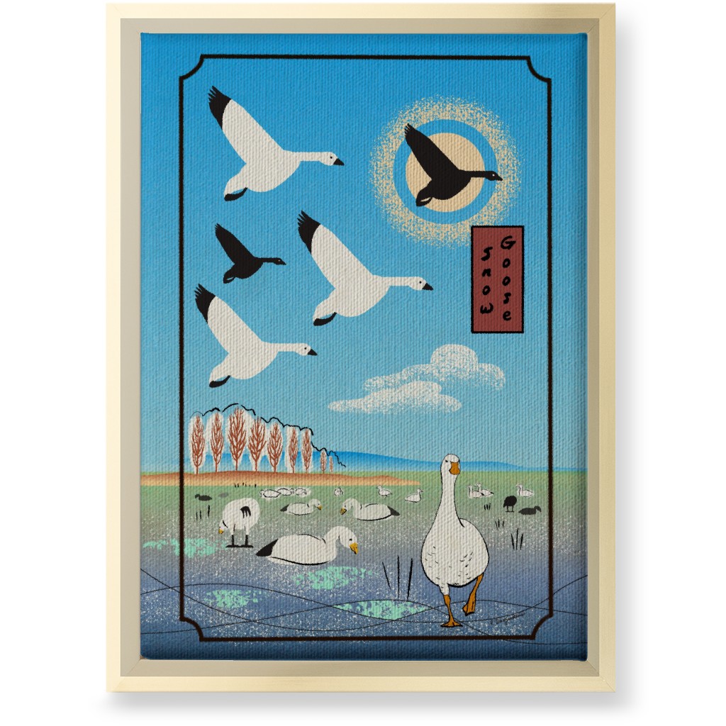 Snow Geese Wall Art, Gold, Single piece, Canvas, 10x14, Blue