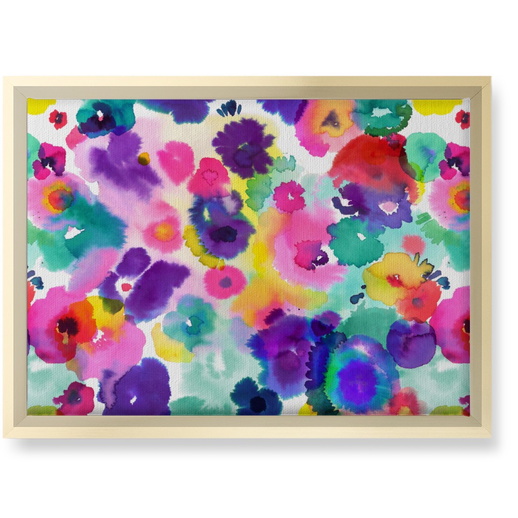 Abstract Floral Watercolor - Multi Wall Art, Gold, Single piece, Canvas, 10x14, Multicolor