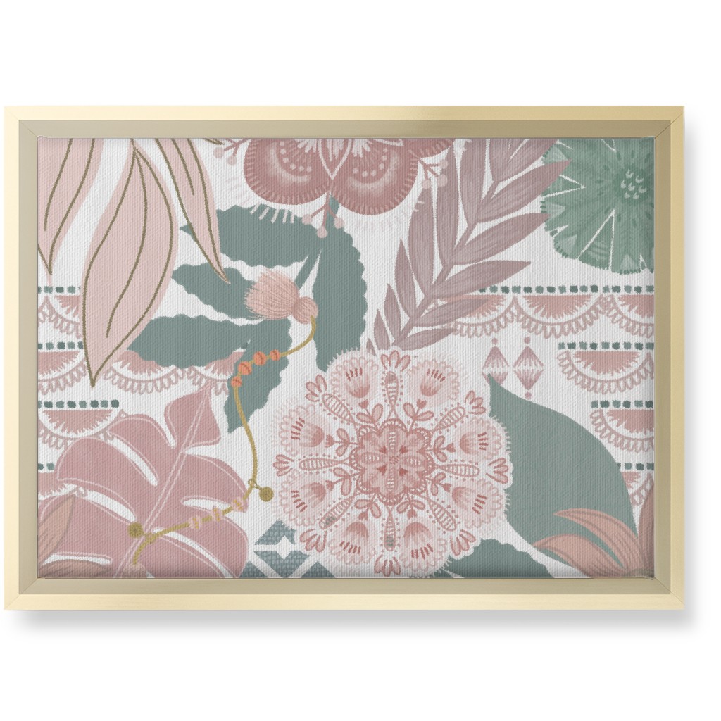 Boho Tropical Wall Art, Gold, Single piece, Canvas, 10x14, Multicolor, Pearl