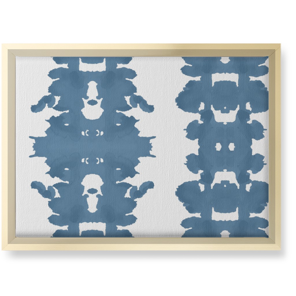 Double Inkblot - Blue Wall Art, Gold, Single piece, Canvas, 10x14, Blue