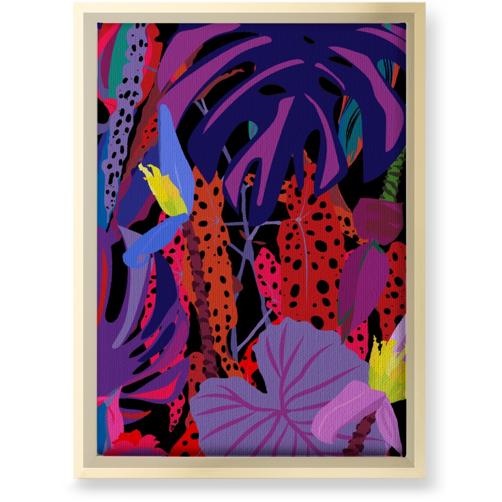 Neon Night Tropical Garden - Purple Wall Art, Gold, Single piece, Canvas, 10x14, Purple