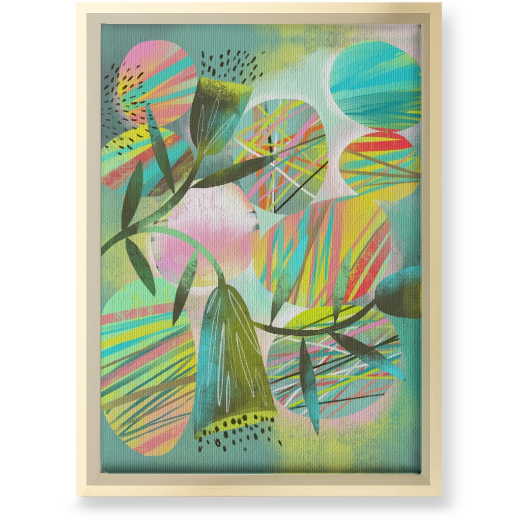 Botanical Abstract Playground - Multi Wall Art, Gold, Single piece, Canvas, 10x14, Green, Classic Green