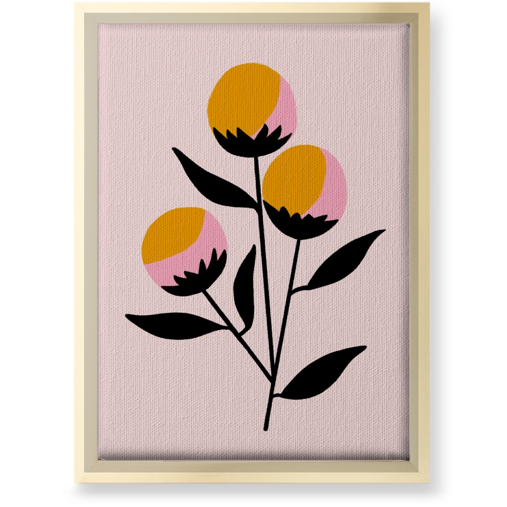 Cotton Candy Flowers - Pink and Orange Wall Art, Gold, Single piece, Canvas, 10x14, Multicolor