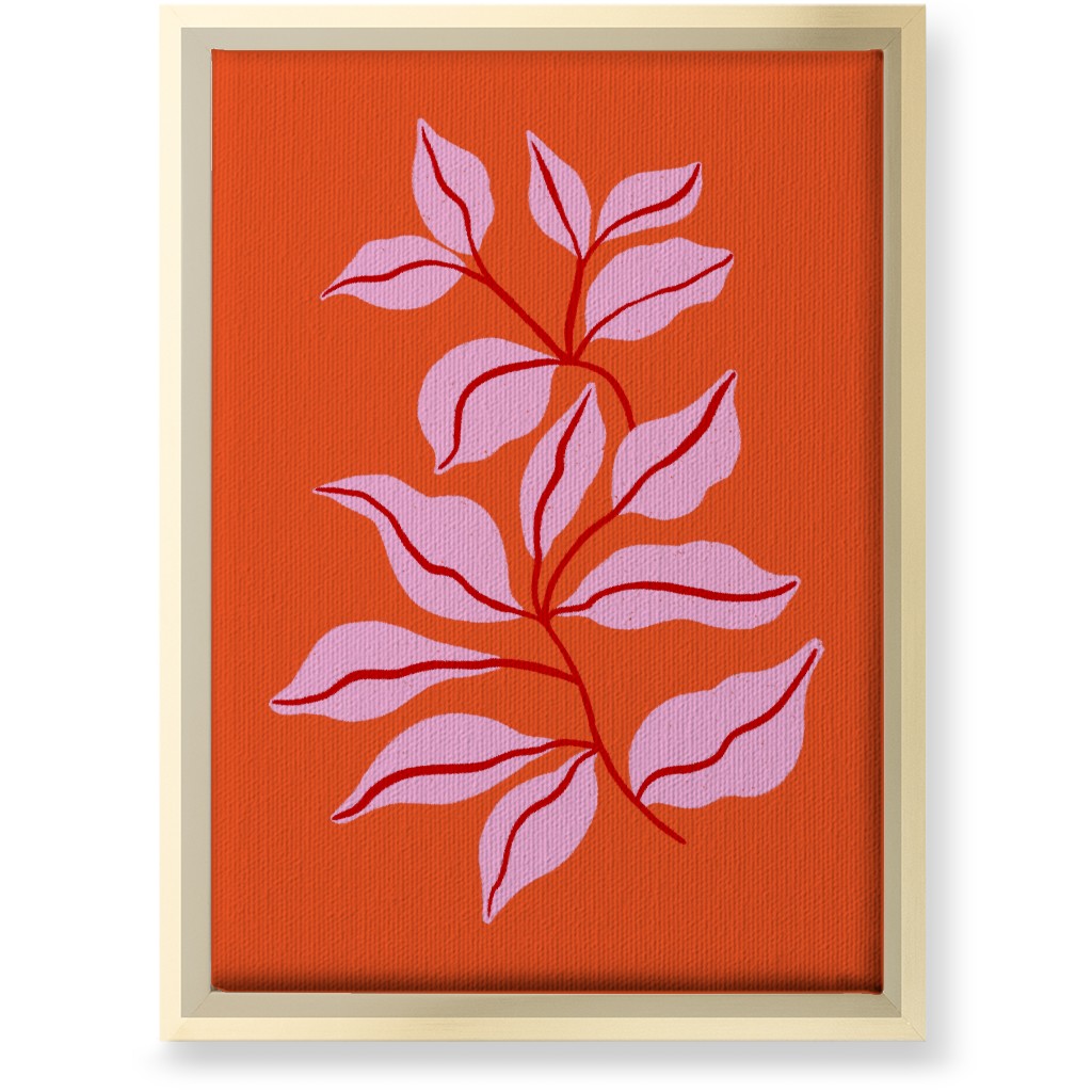 Leaf Dance - Red and Pink Wall Art, Gold, Single piece, Canvas, 10x14, Red