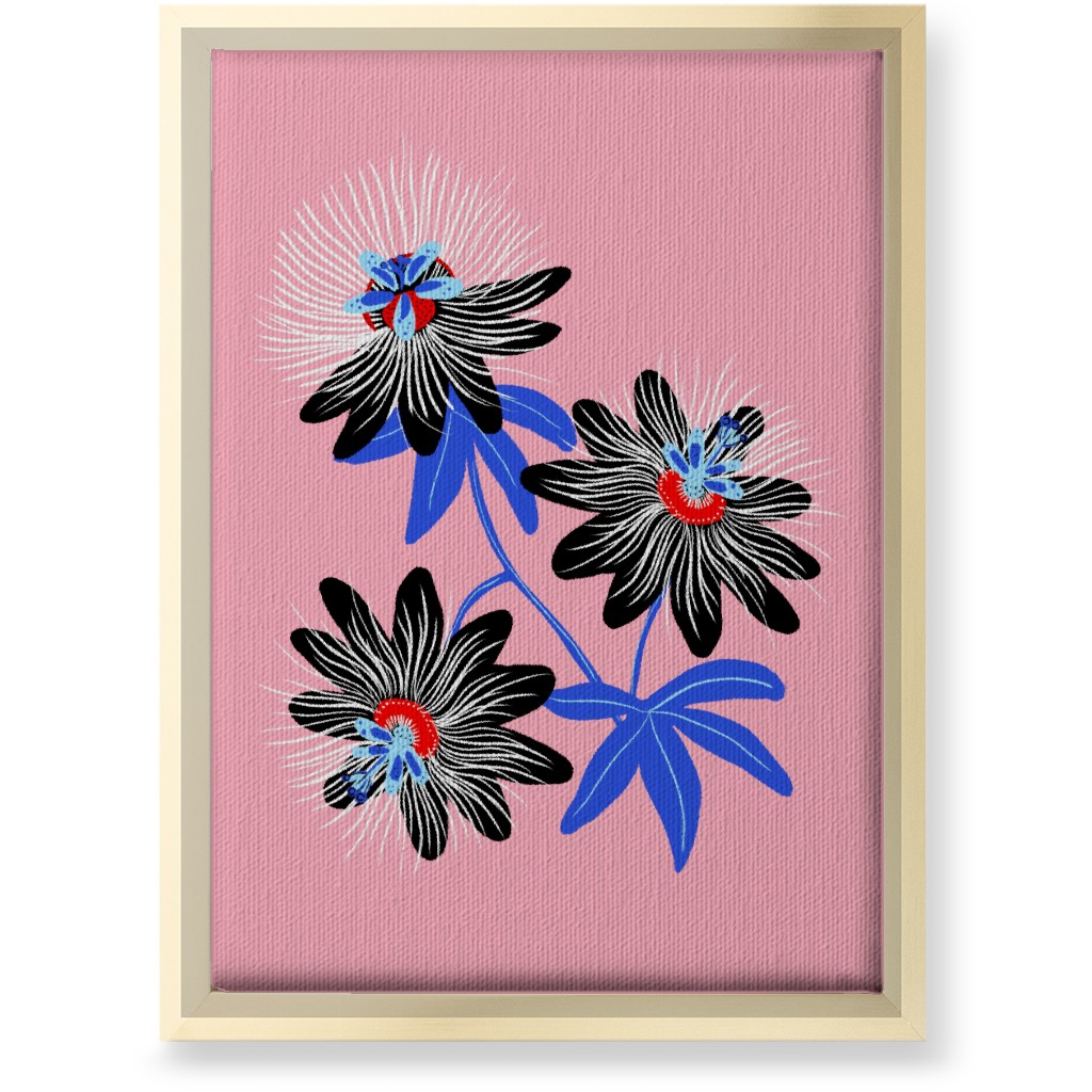 Passion Flower - Multi on Pink Wall Art, Gold, Single piece, Canvas, 10x14, Pink, Bright Pink