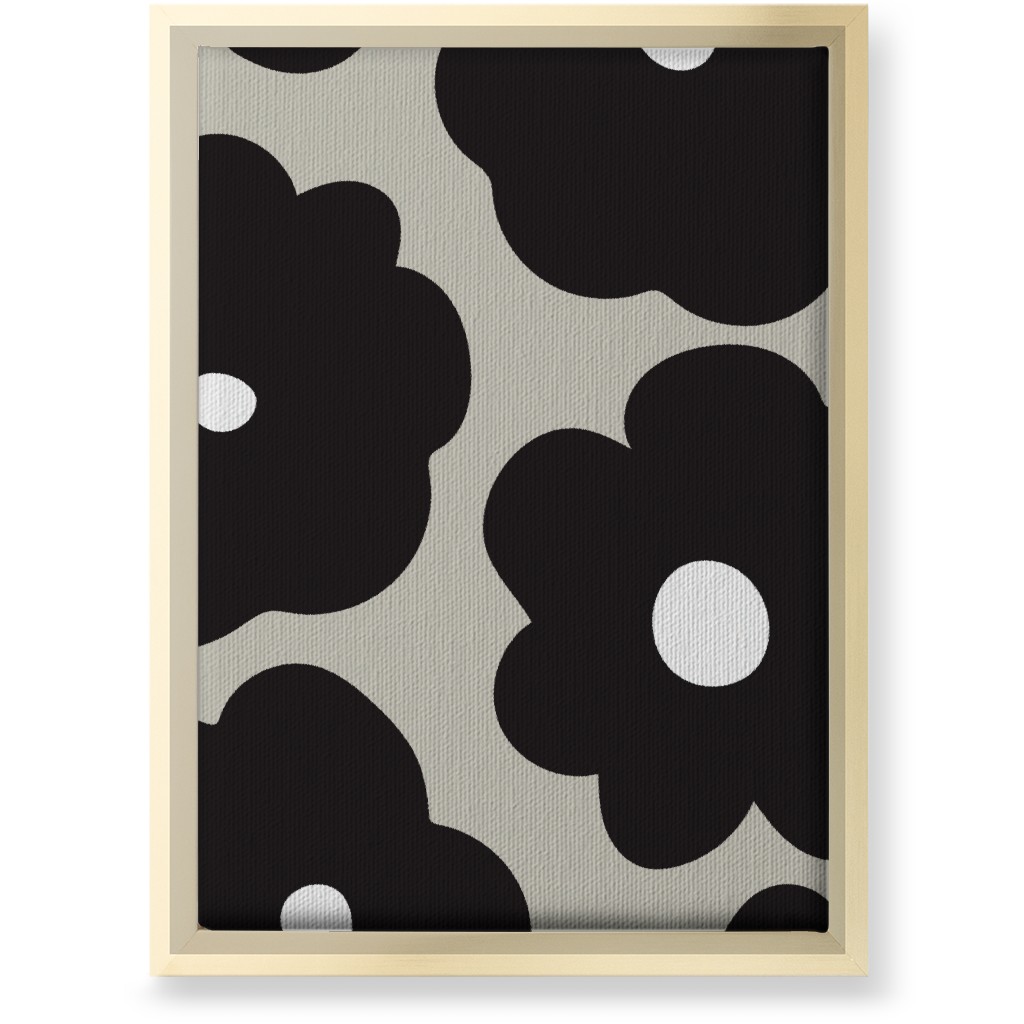 Mod Chubby Floral - Black and Tan Wall Art, Gold, Single piece, Canvas, 10x14, Black