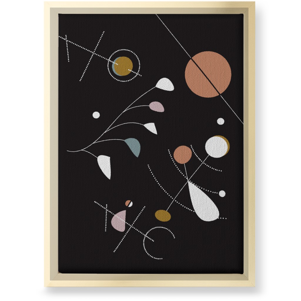 Mod Abstract Costmic Shapes - Multi on Black Wall Art, Gold, Single piece, Canvas, 10x14, Multicolor