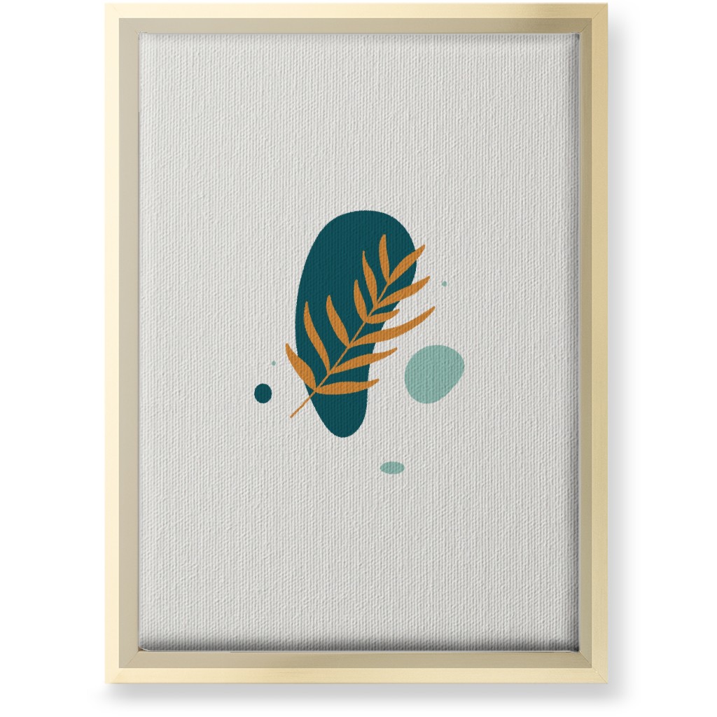 Shapes and Fern Leaf V Wall Art, Gold, Single piece, Canvas, 10x14, Green