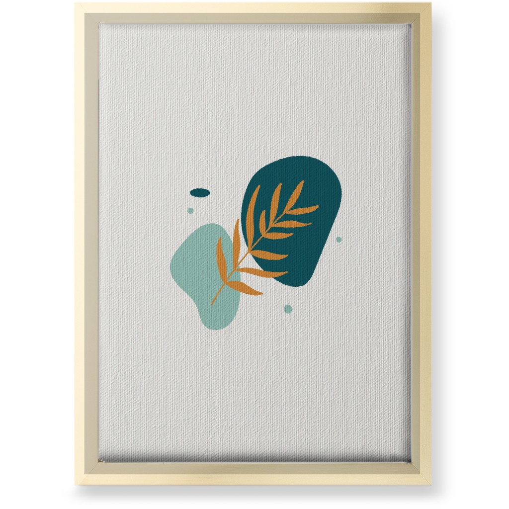 Shapes and Fern Leaf Wall Art, Gold, Single piece, Canvas, 10x14, Green