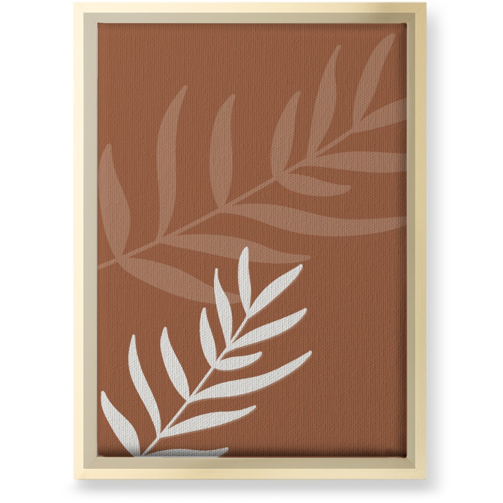 Fern Leaves in Neutral Earth Tones Wall Art, Gold, Single piece, Canvas, 10x14, Brown, Camel