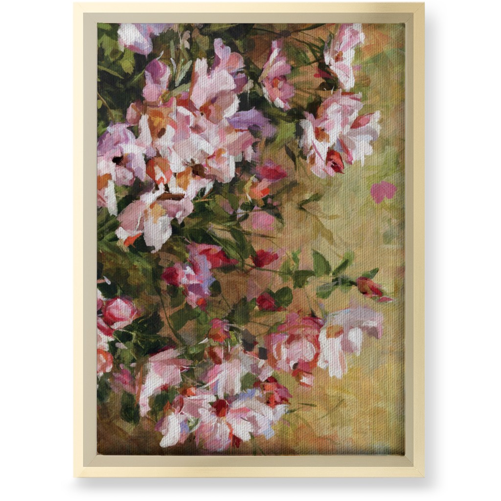 Wild Roses Painting - Pink Wall Art, Gold, Single piece, Canvas, 10x14, Pink