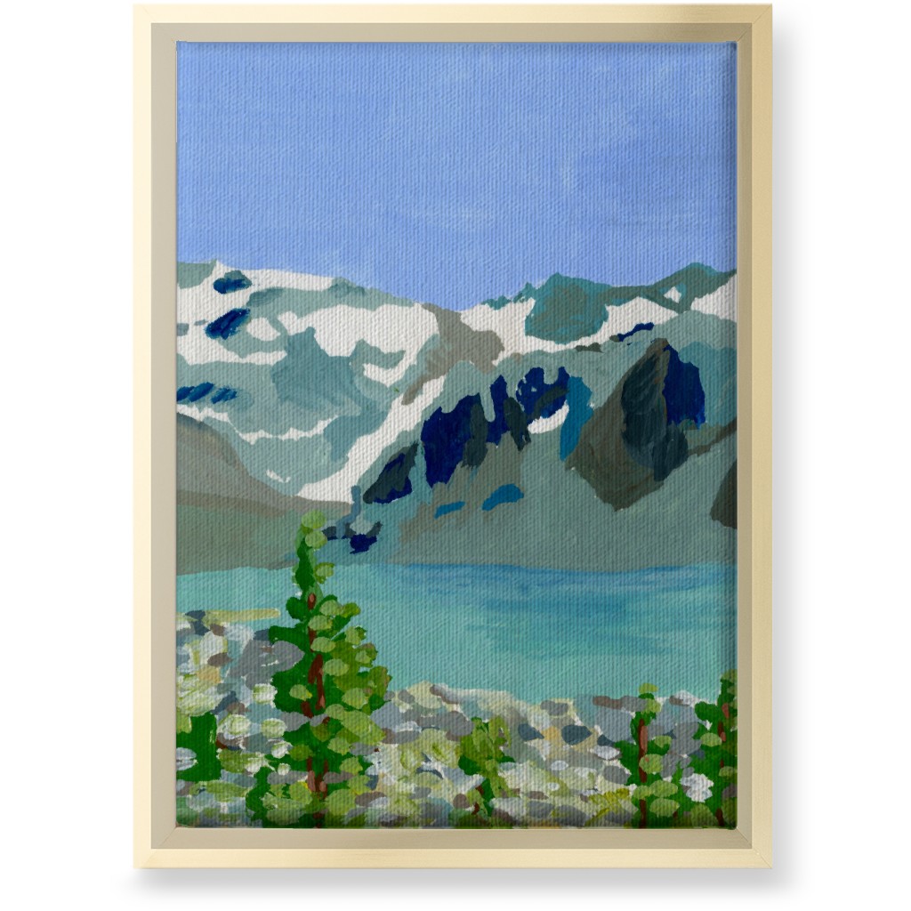 Wedgemount Lake Painting Wall Art, Gold, Single piece, Canvas, 10x14, Blue
