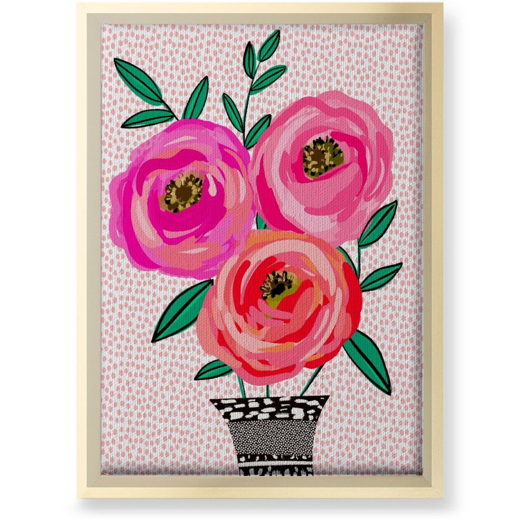 Happy Day Florals - Pink Wall Art, Gold, Single piece, Canvas, 10x14, Pink, Bright Pink