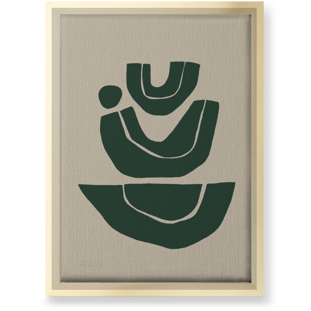 Geometric Abstract Stack Iii Wall Art, Gold, Single piece, Canvas, 10x14, Green, Seaweed