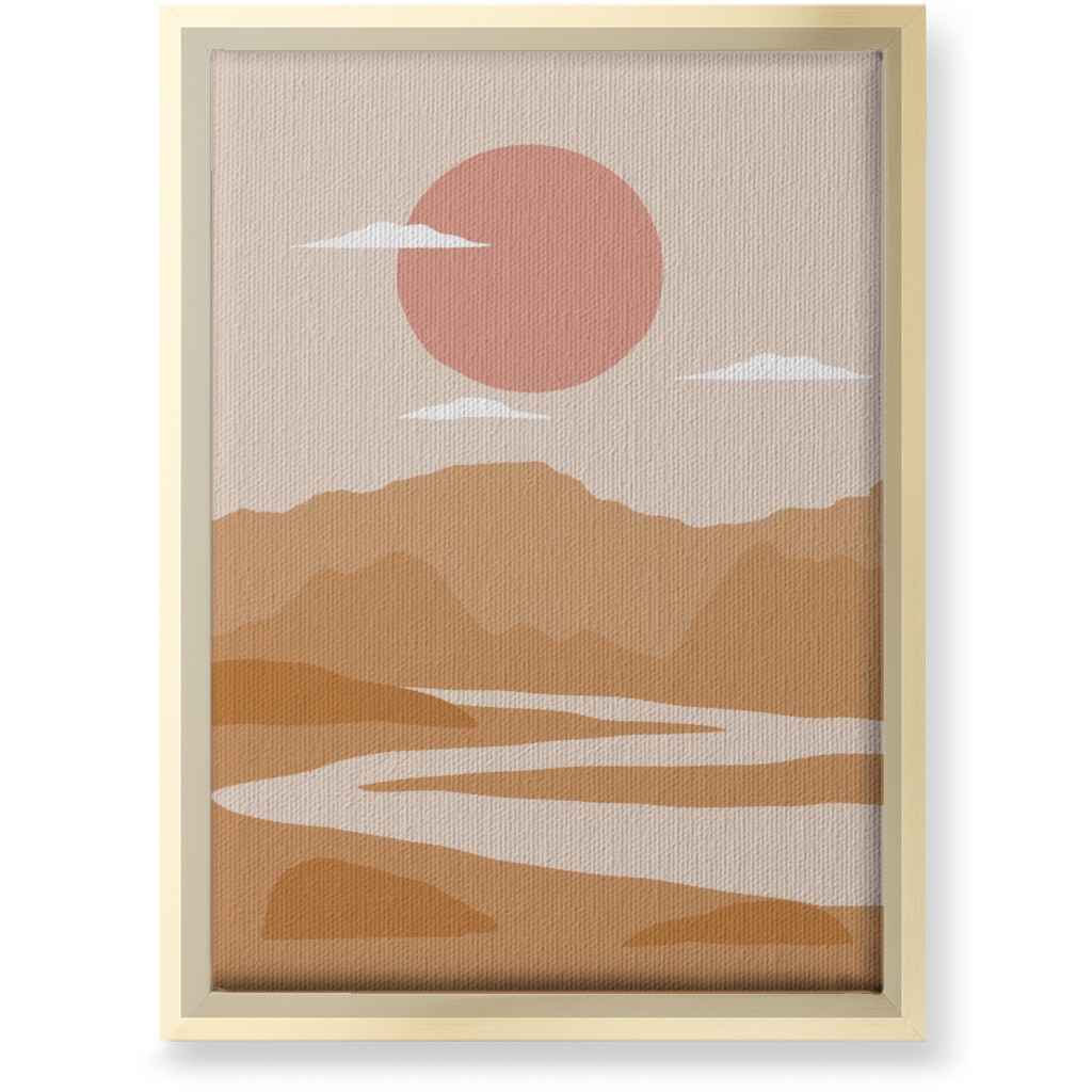 Abstract Landscape With River - Neutral Wall Art, Gold, Single piece, Canvas, 10x14, Orange