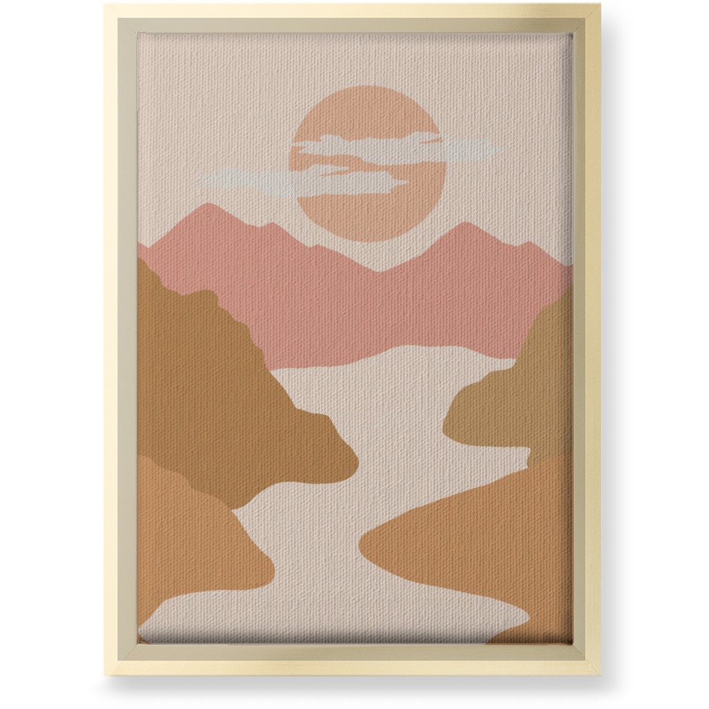 Abstract Valley Landscape - Neutral Wall Art, Gold, Single piece, Canvas, 10x14, Orange, Orange