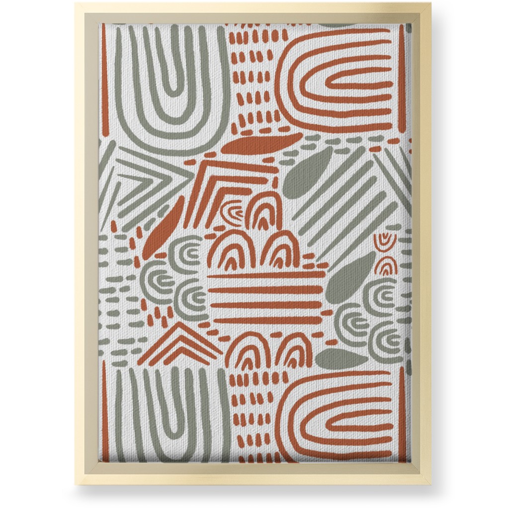 Modern Boho Abstract Shapes - Gray and Terracotta Wall Art, Gold, Single piece, Canvas, 10x14, Orange, Orange