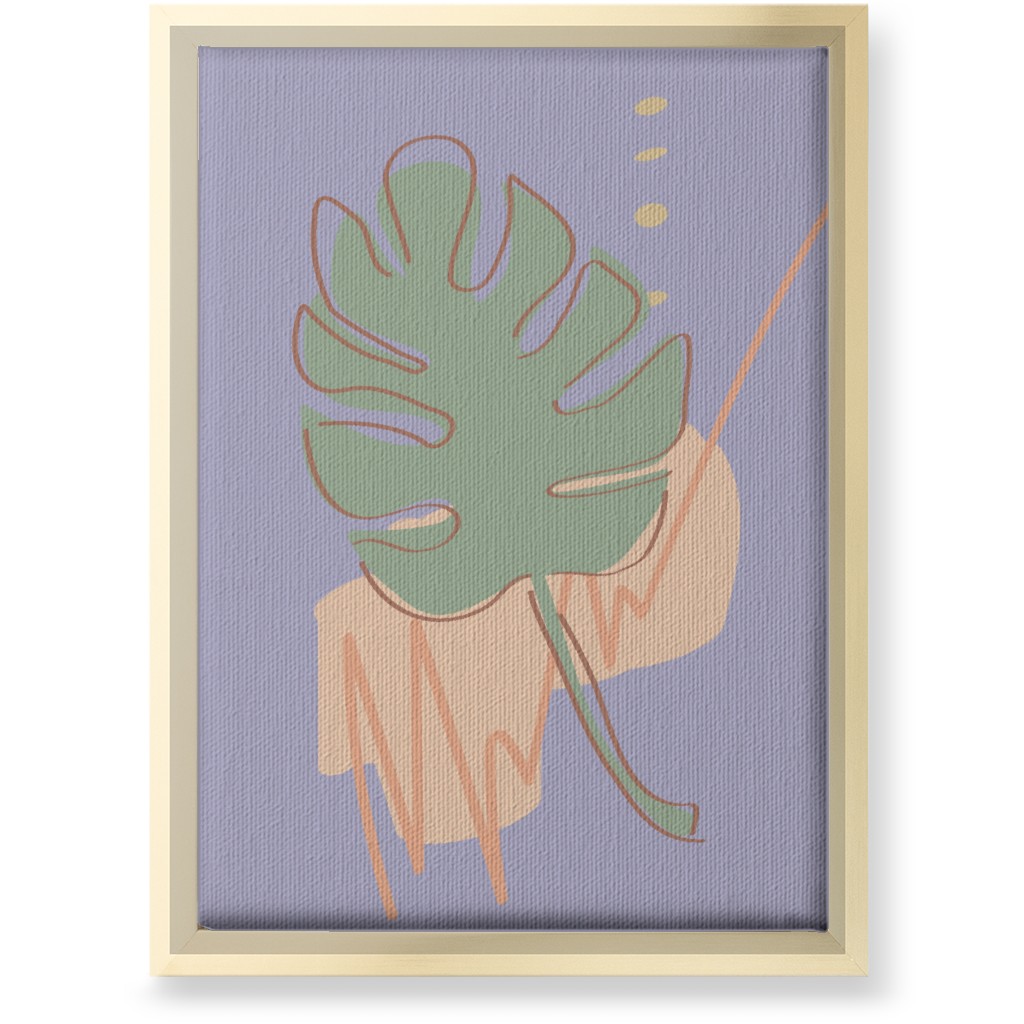 Modern Monstera Leaf - Purple and Green Wall Art, Gold, Single piece, Canvas, 10x14, Purple, Purple
