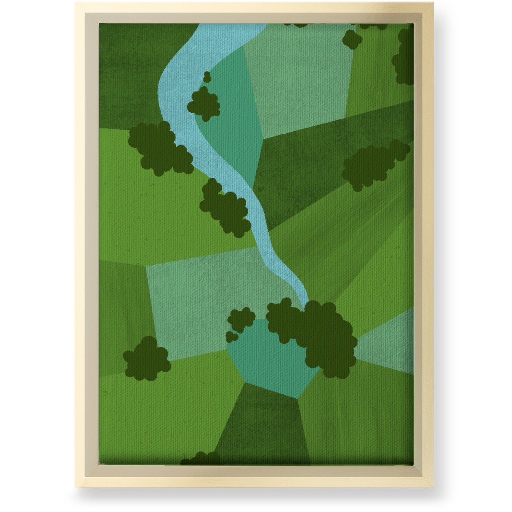 Patchwork Lands - Green Wall Art, Gold, Single piece, Canvas, 10x14, Green, Classic Green