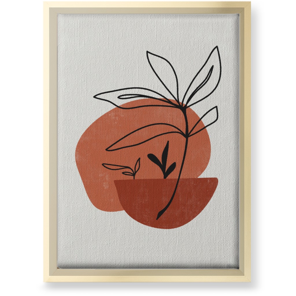 Abstract Leaf Sketch - Terracotta and Ivory Wall Art, Gold, Single piece, Canvas, 10x14, Brown, Brown