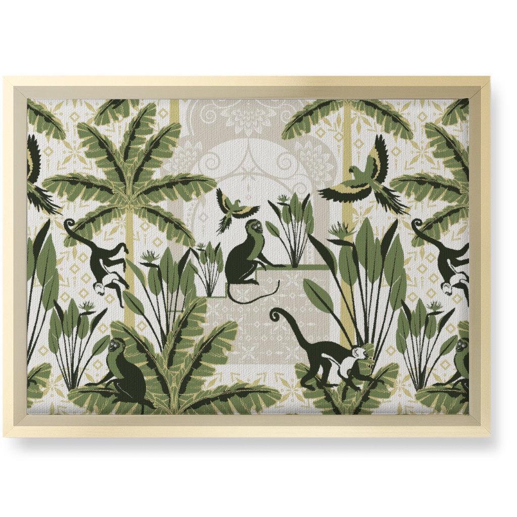 Exotic Tropical Garden Wall Art, Gold, Single piece, Canvas, 10x14, Green