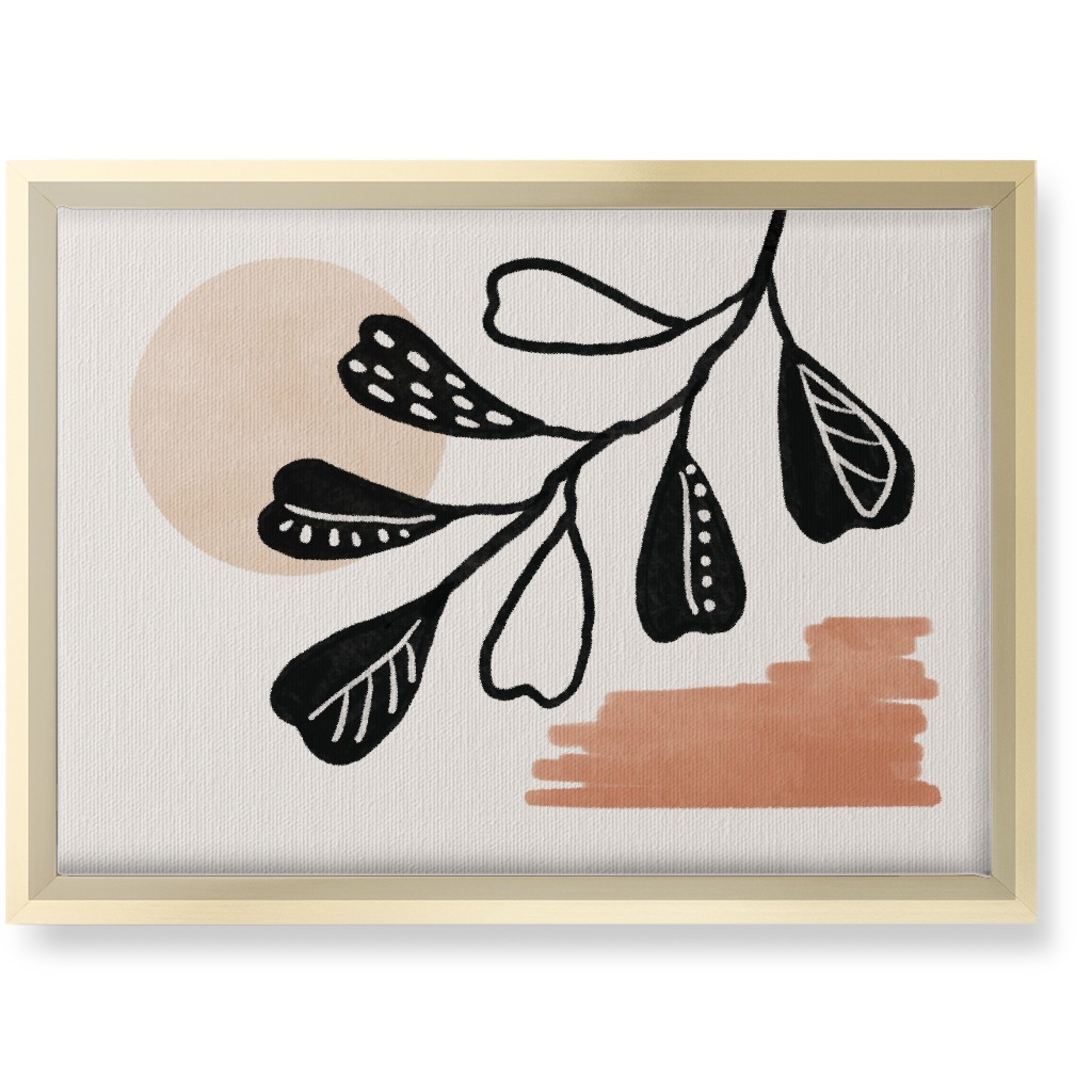 Moonlight and Leaves Wall Art, Gold, Single piece, Canvas, 10x14, Beige