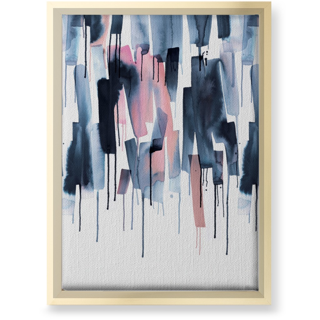 Watery Stripes Wall Art, Gold, Single piece, Canvas, 10x14, Blue, Gunmetal