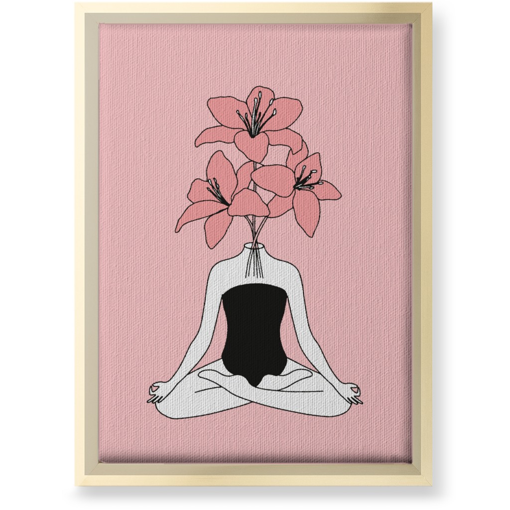 Feminine Yoga - Pink Wall Art, Gold, Single piece, Canvas, 10x14, Pink