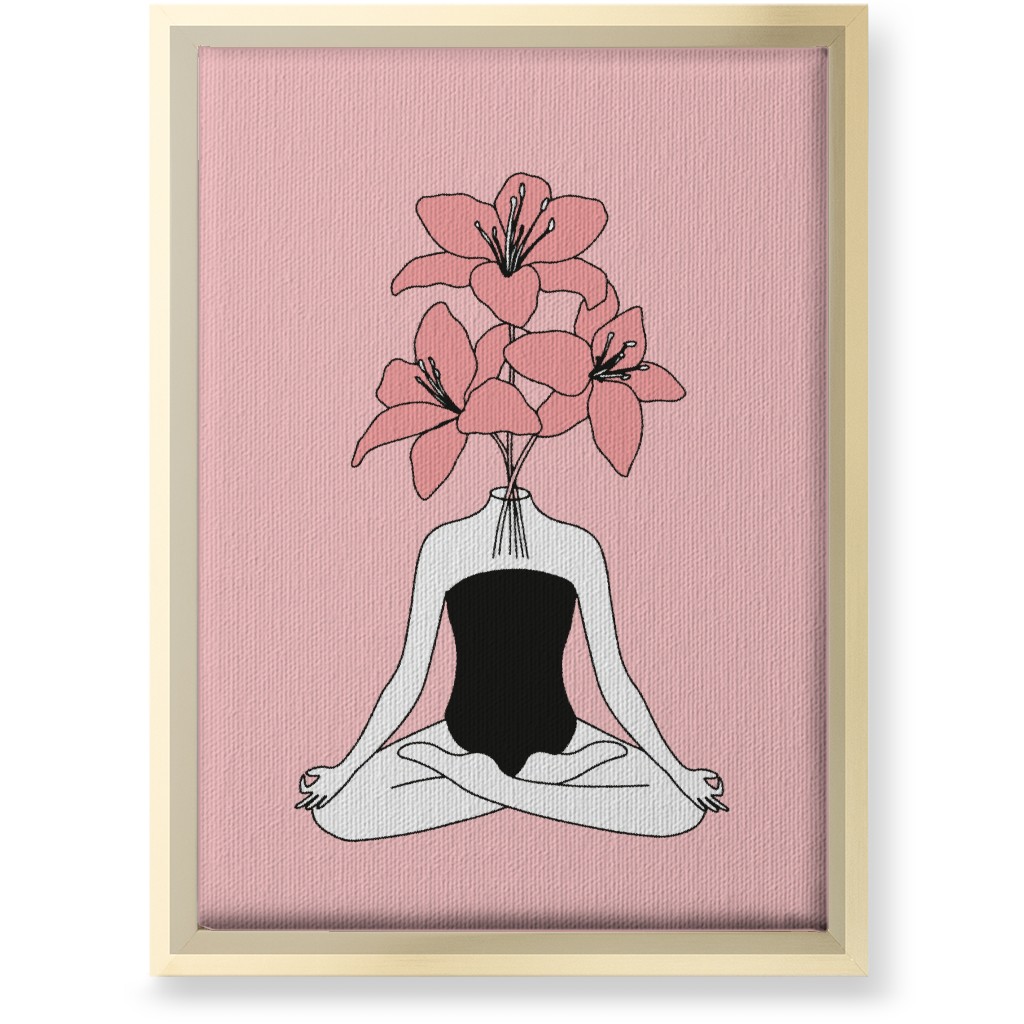 Feminine Yoga - Pink Wall Art, Gold, Single piece, Canvas, 10x14, Pink, Bright Pink