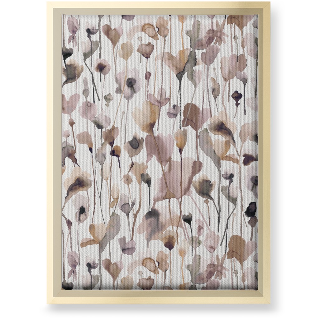 Watercolor Wild Rustic Flowers - Neutral Wall Art, Gold, Single piece, Canvas, 10x14, Brown