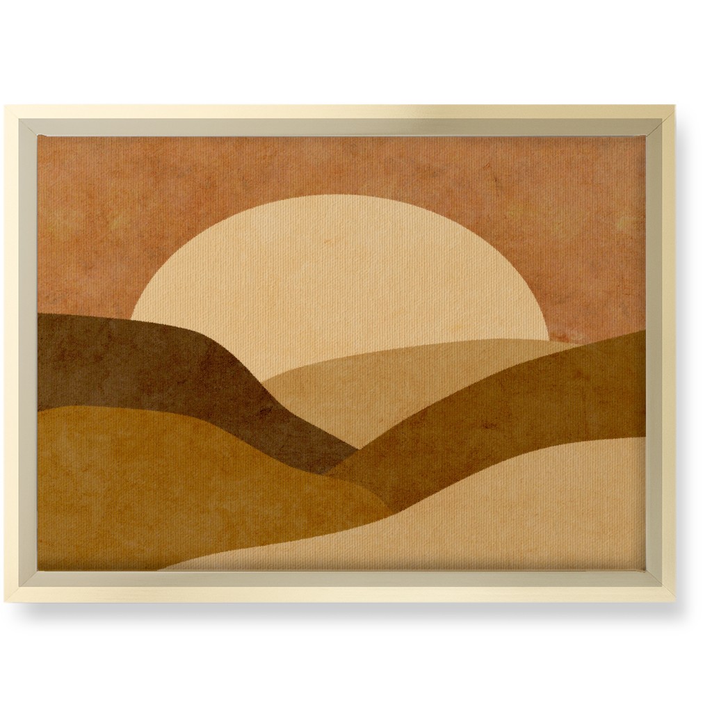 Mountains At Dusk Wall Art, Gold, Single piece, Canvas, 10x14, Brown