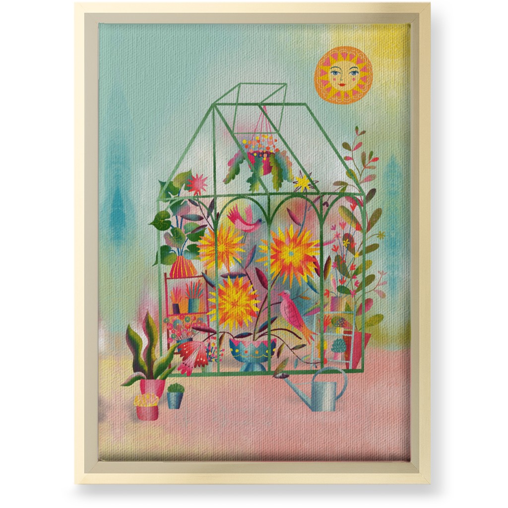 the Happy Sunny Greenhouse - Multi Wall Art, Gold, Single piece, Canvas, 10x14, Multicolor