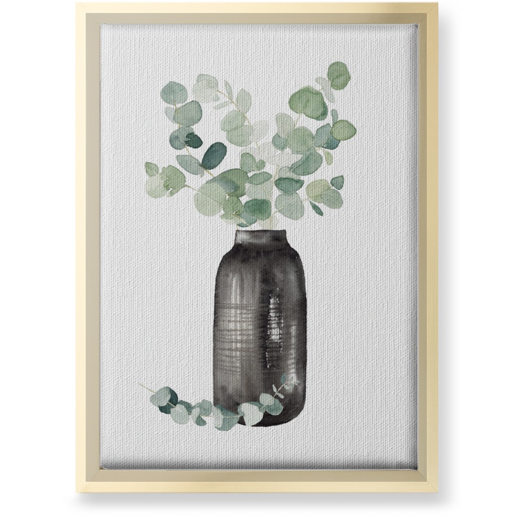Eucalyptus in a Vase - Green Wall Art, Gold, Single piece, Canvas, 10x14, Green, Classic Green