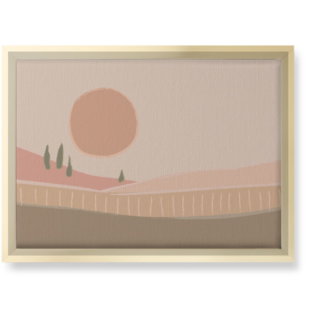 Simple Landscape Wall Art, Gold, Single piece, Canvas, 10x14, Pink