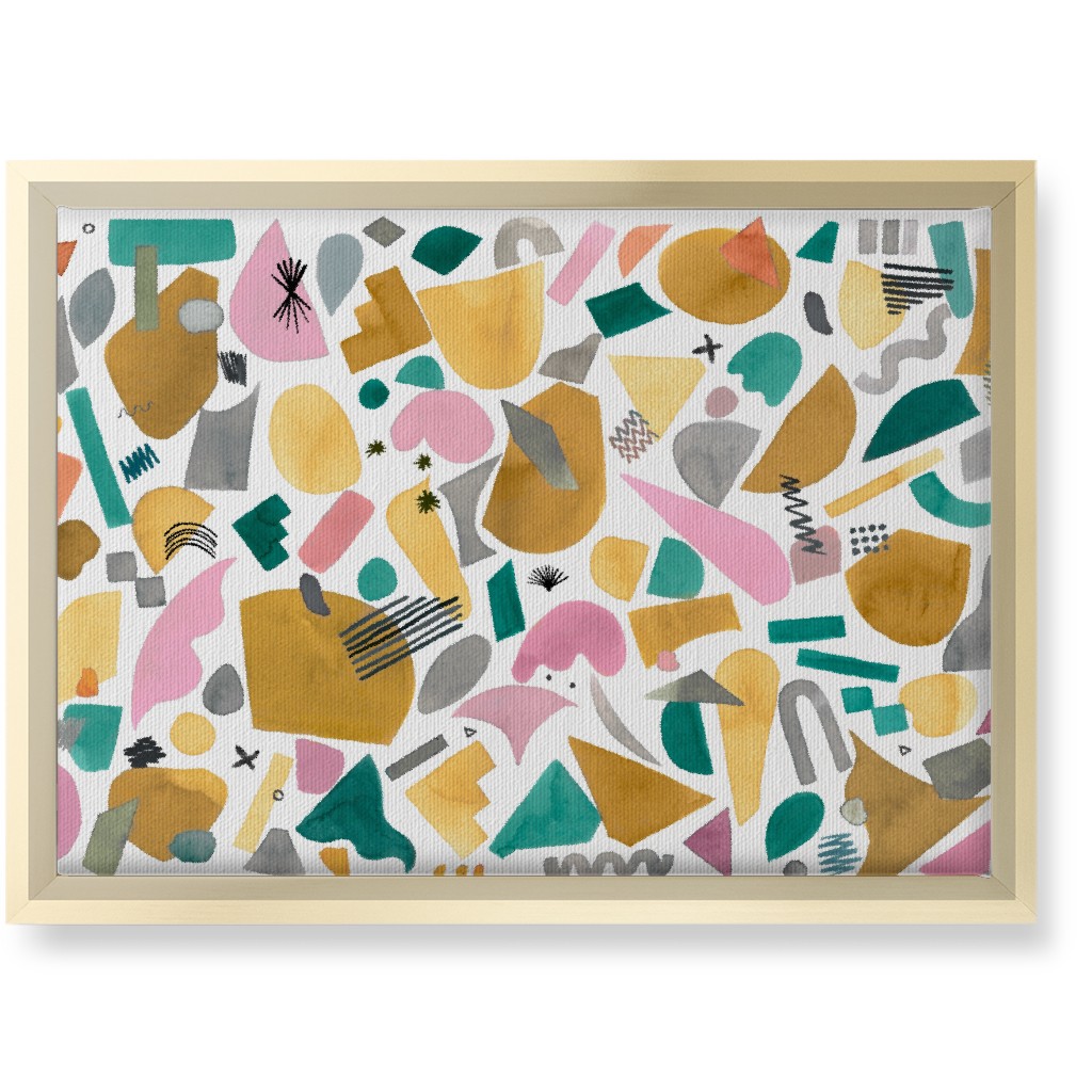 Abstract Geo Pieces - Pink Wall Art, Gold, Single piece, Canvas, 10x14, Multicolor