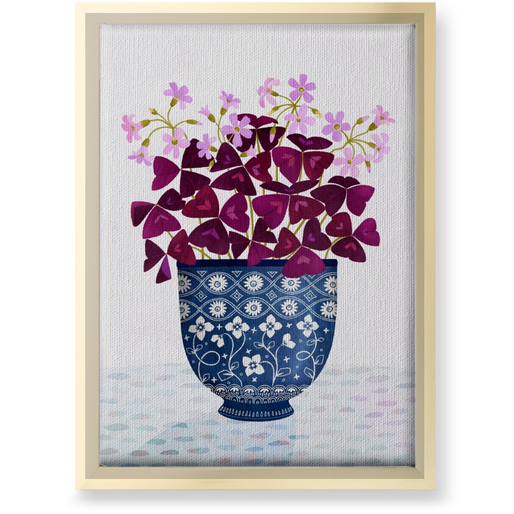 Oxalis Triangularis - Purple and Blue Wall Art, Gold, Single piece, Canvas, 10x14, Purple, Purple