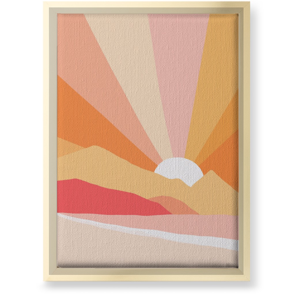 Retro Summer Coast - Warm Wall Art, Gold, Single piece, Canvas, 10x14, Multicolor