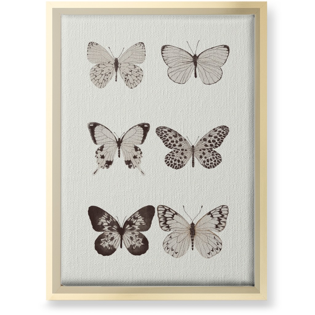 Butterflies Pairs Wall Art, Gold, Single piece, Canvas, 10x14, Gray, Rye