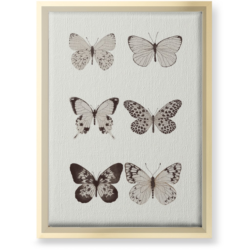 Butterflies Pairs Wall Art, Gold, Single piece, Canvas, 10x14, Gray