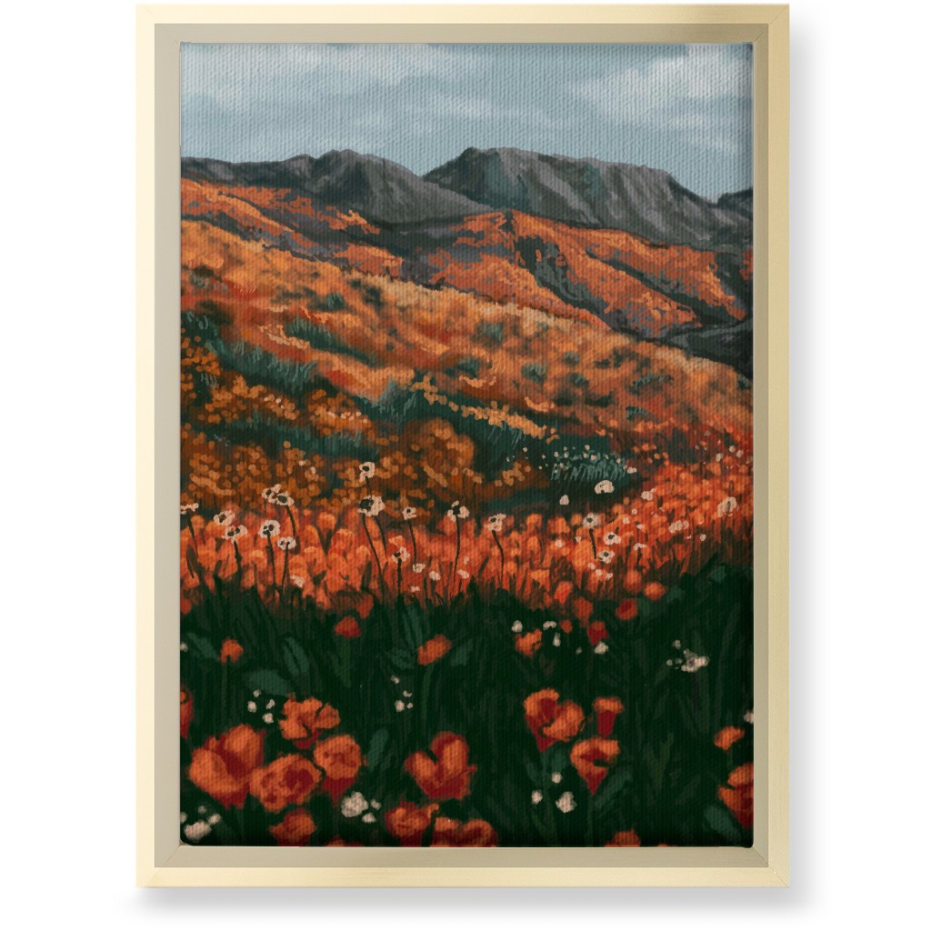 Field of Flowers - Orange and Multi Wall Art, Gold, Single piece, Canvas, 10x14, Orange, Orange