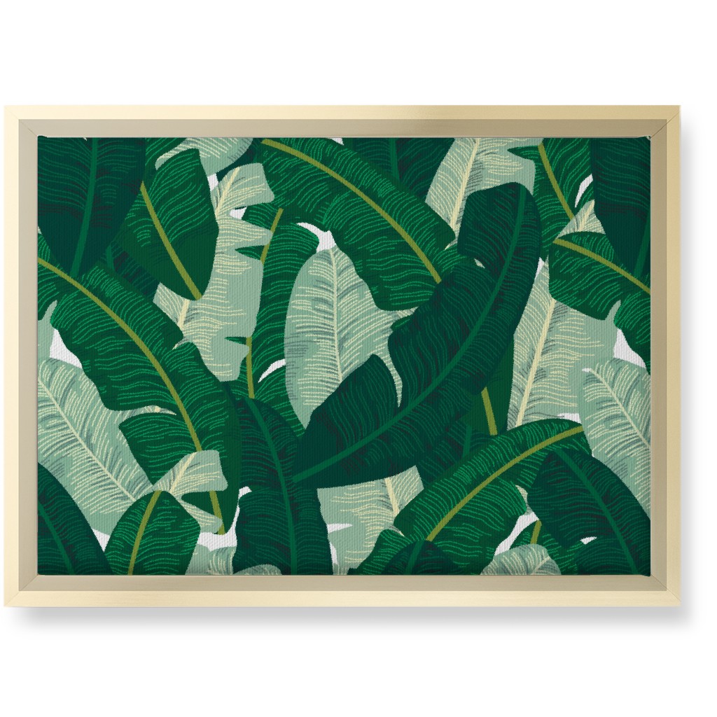 Classic Banana Leaves - Palm Springs Green Wall Art, Gold, Single piece, Canvas, 10x14, Green