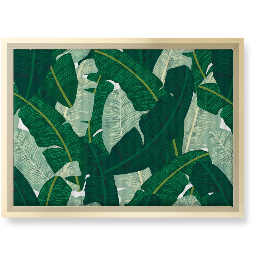 Classic Banana Leaves - Palm Springs Green Wall Art, Gold, Single piece, Canvas, 10x14, Green, Classic Green